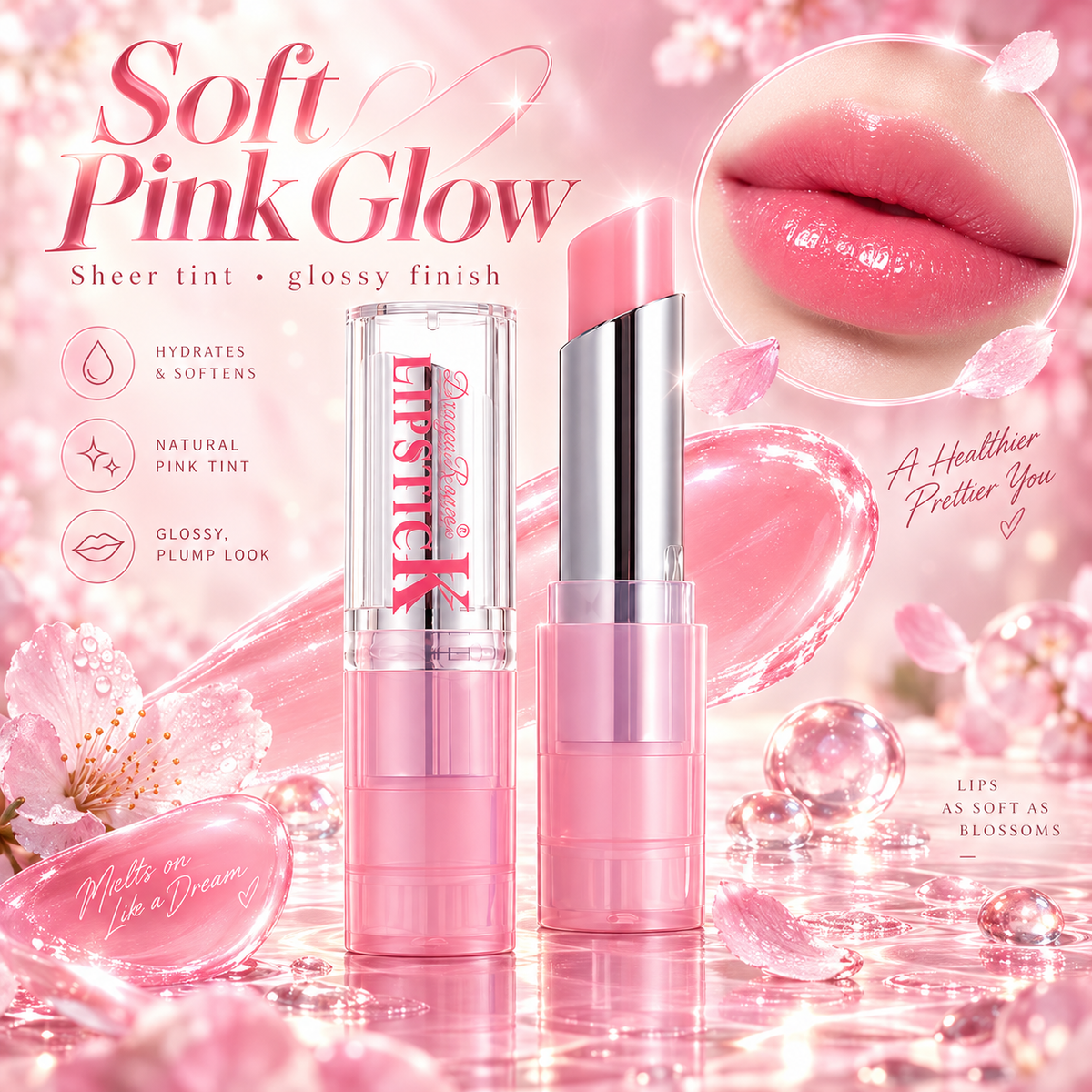 Dragon Ranee Lipstick with Sheer Pink Tint & Glossy Finish