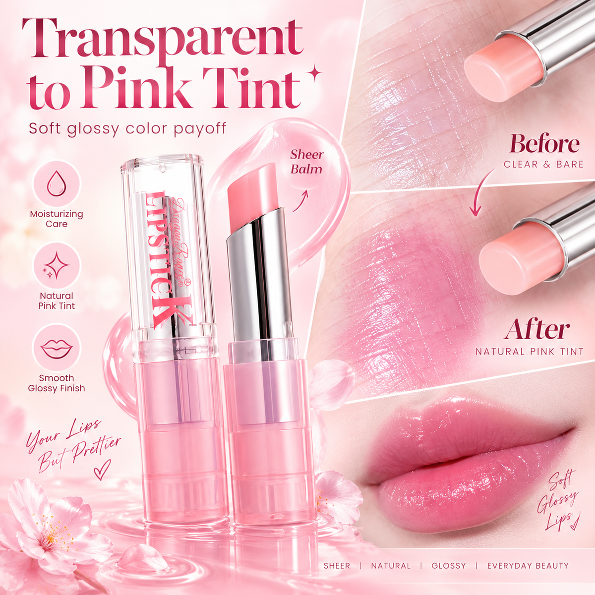 Dragon Ranee Lipstick with Sheer Pink Tint & Glossy Finish