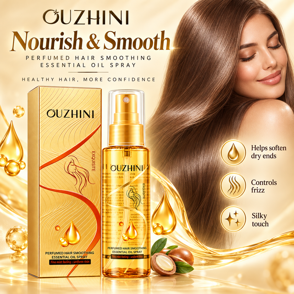 OUZHINI Deep Nourishing Hair Smoothing Essential Oil Spray