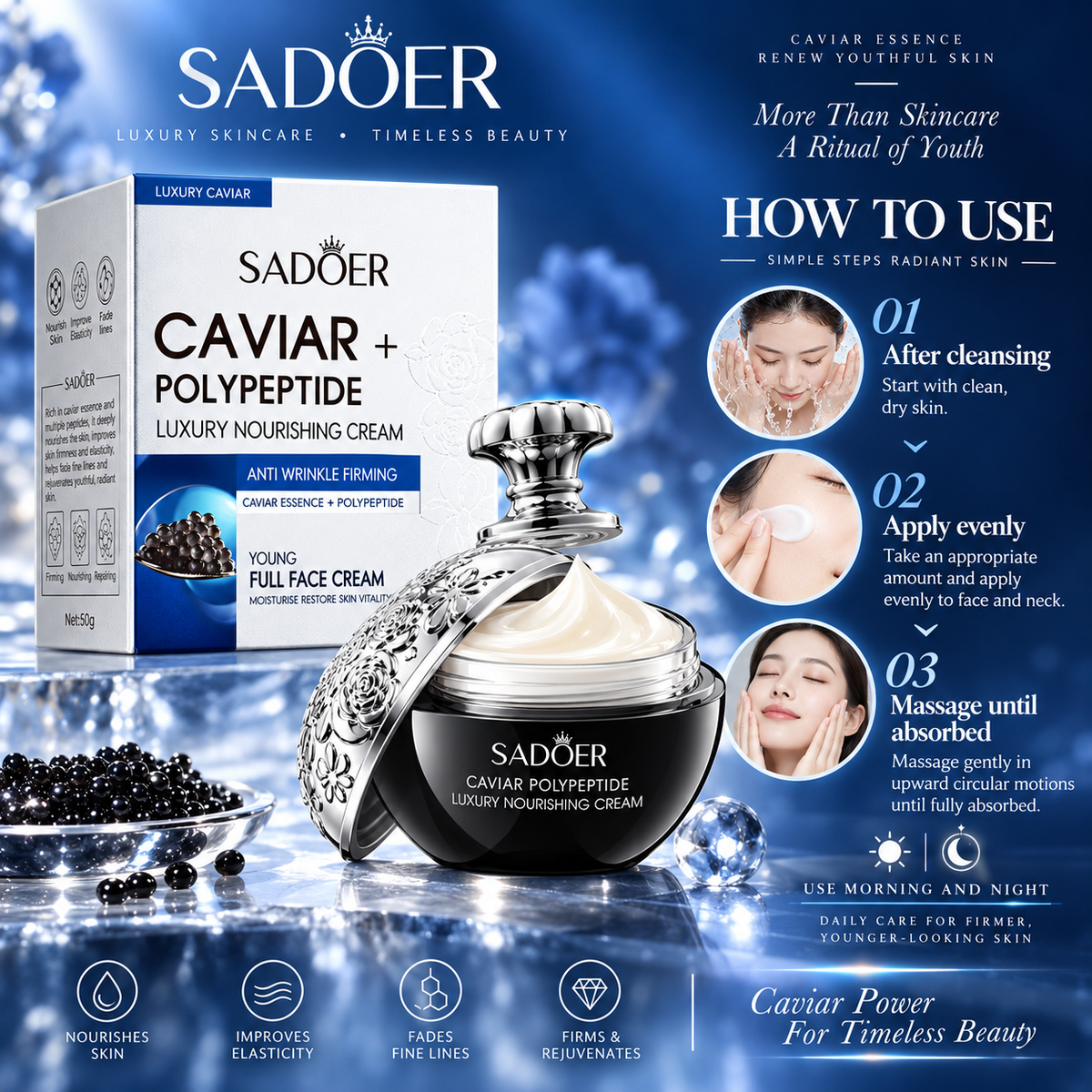 SADOER Caviar Polypeptide Firming Hydrating Face Cream