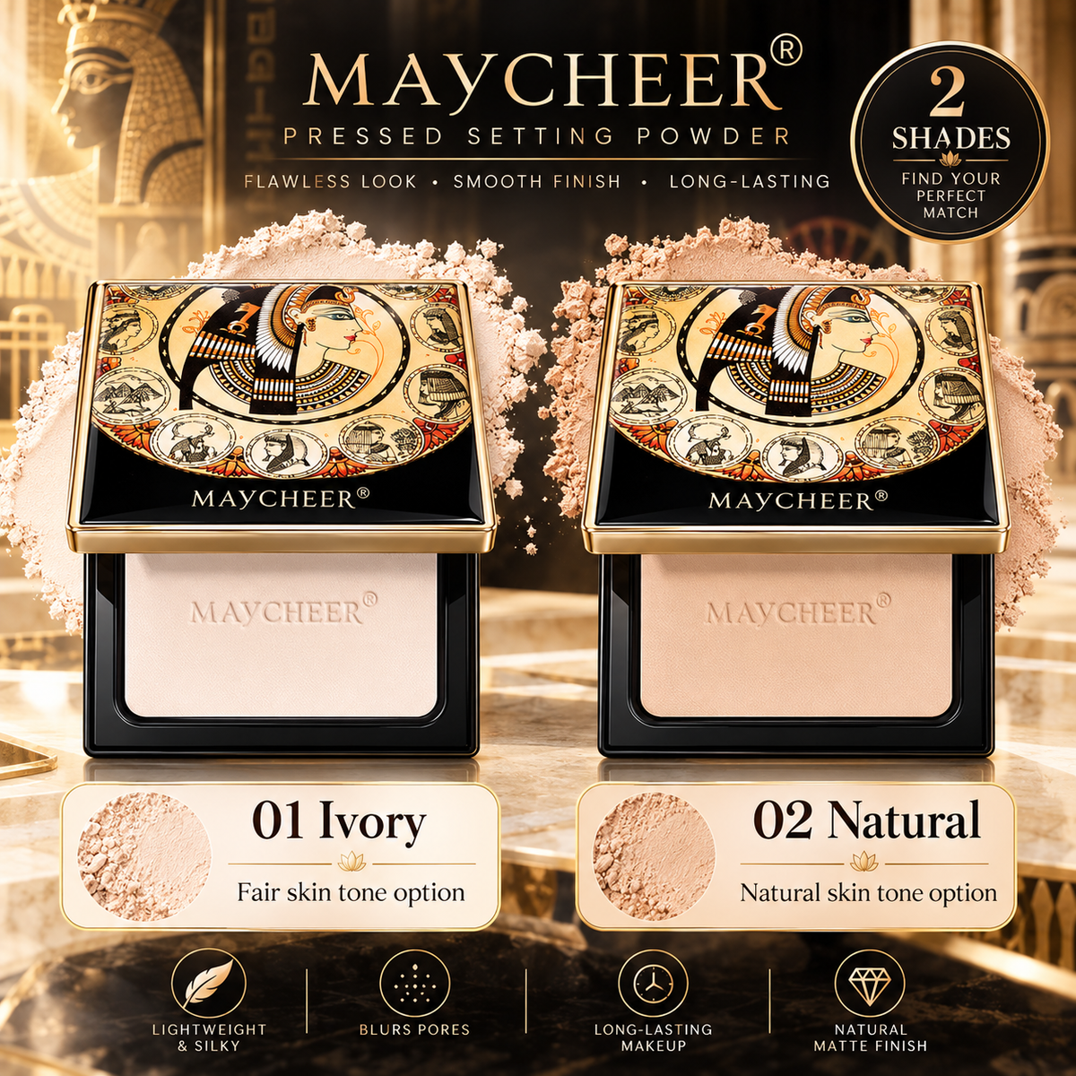 MAYCHEER Egyptian Pressed Setting Powder Waterproof Matte
