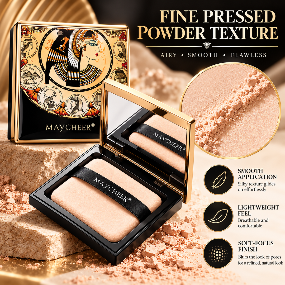 MAYCHEER Egyptian Pressed Setting Powder Waterproof Matte