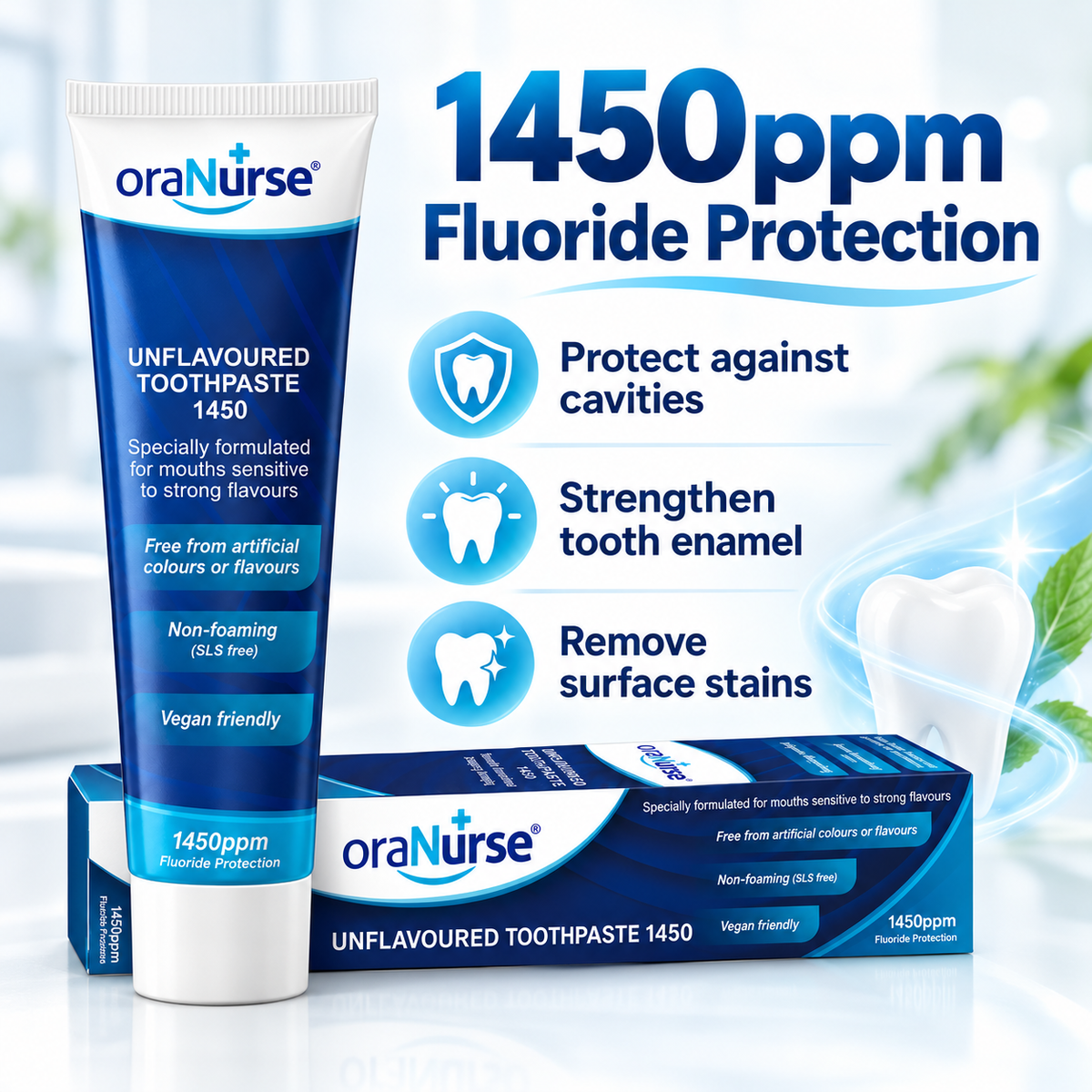 OraNurse Unflavoured Toothpaste 1450 SLS Free