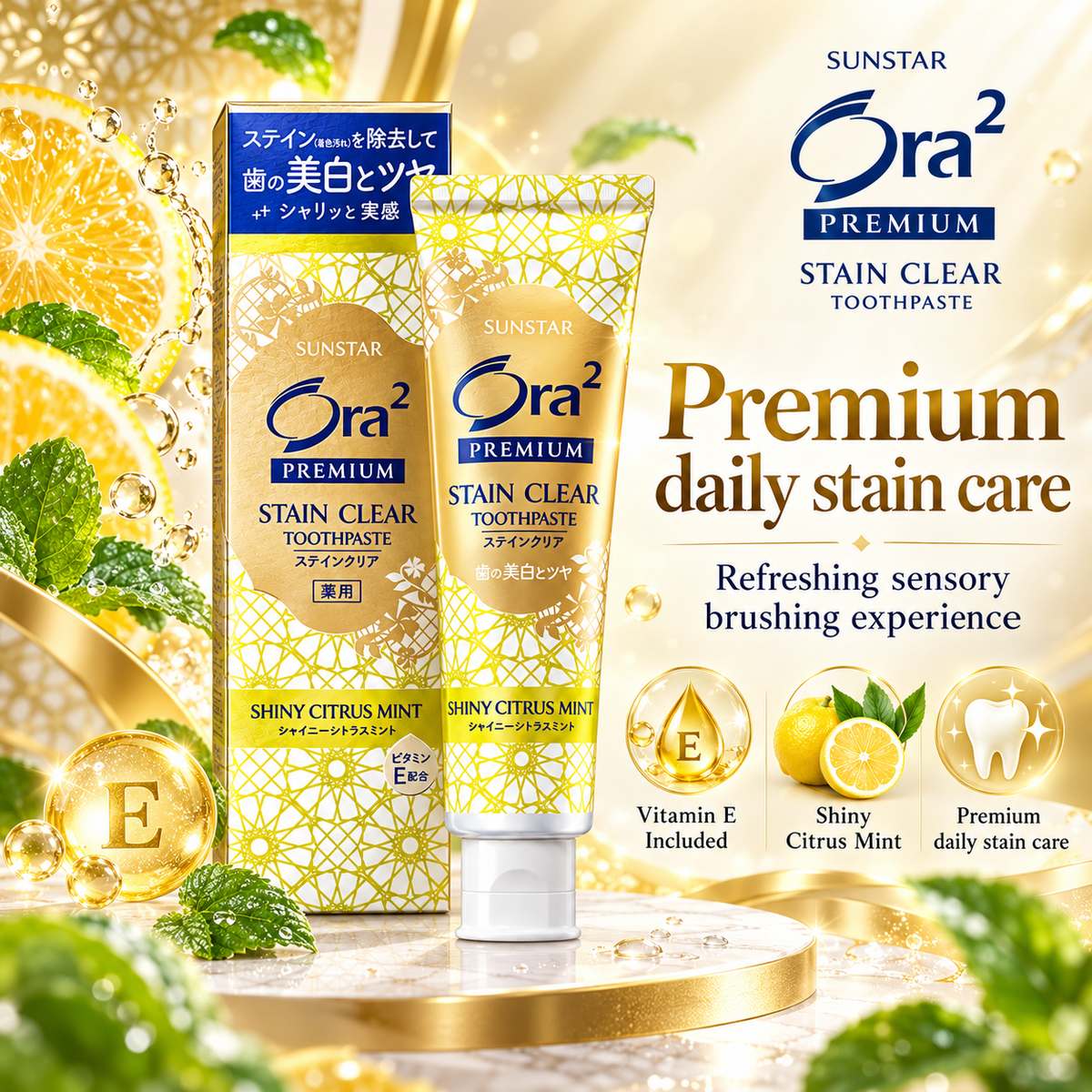 Ora2 Premium Stain Clear Toothpaste Shiny Citrus Mint