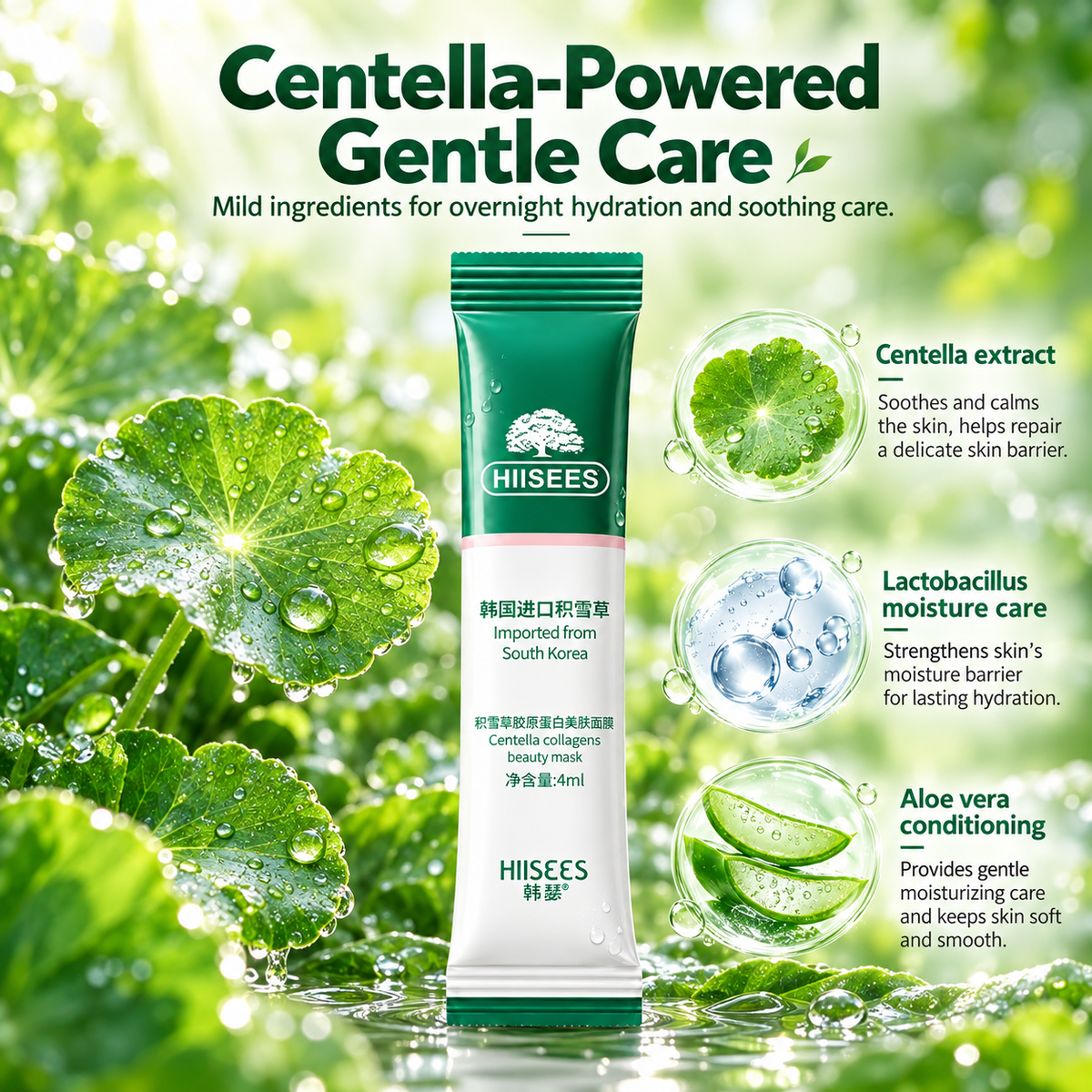HIISEES Korean Skincare Centella Collagen Sleeping Mask 30 Pack