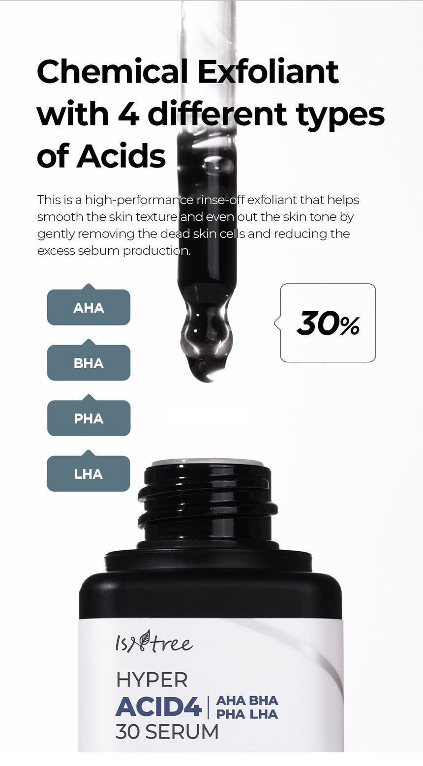 Isntree Hyper Acid 4 AHA BHA PHA LHA 30 Serum 20mL four acid exfoliation concept