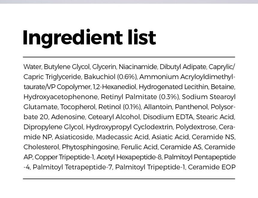 Isntree Hyper Retinol EX 1.0 Serum 20mL full ingredient list