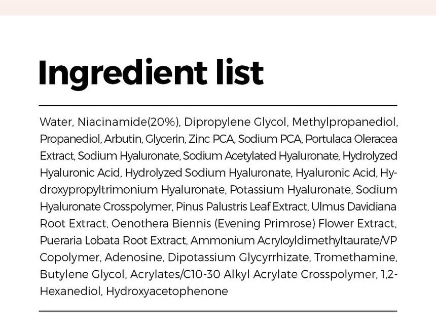 Isntree Hyper Niacinamide 20 Serum 20mL full ingredient list