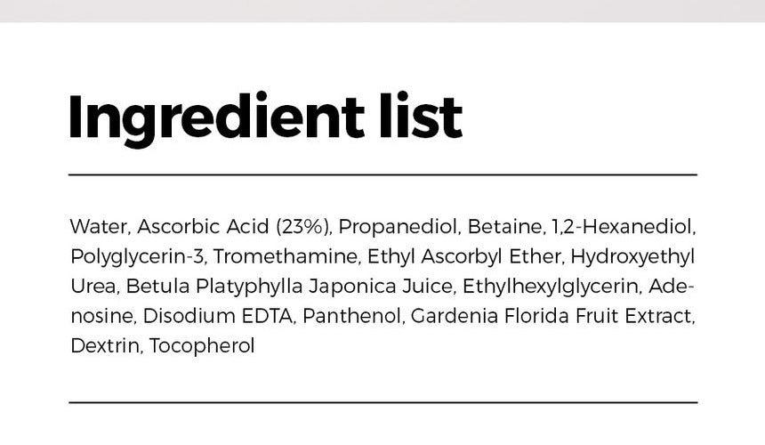 Isntree Hyper Vitamin C 23 Serum 20mL full ingredient list