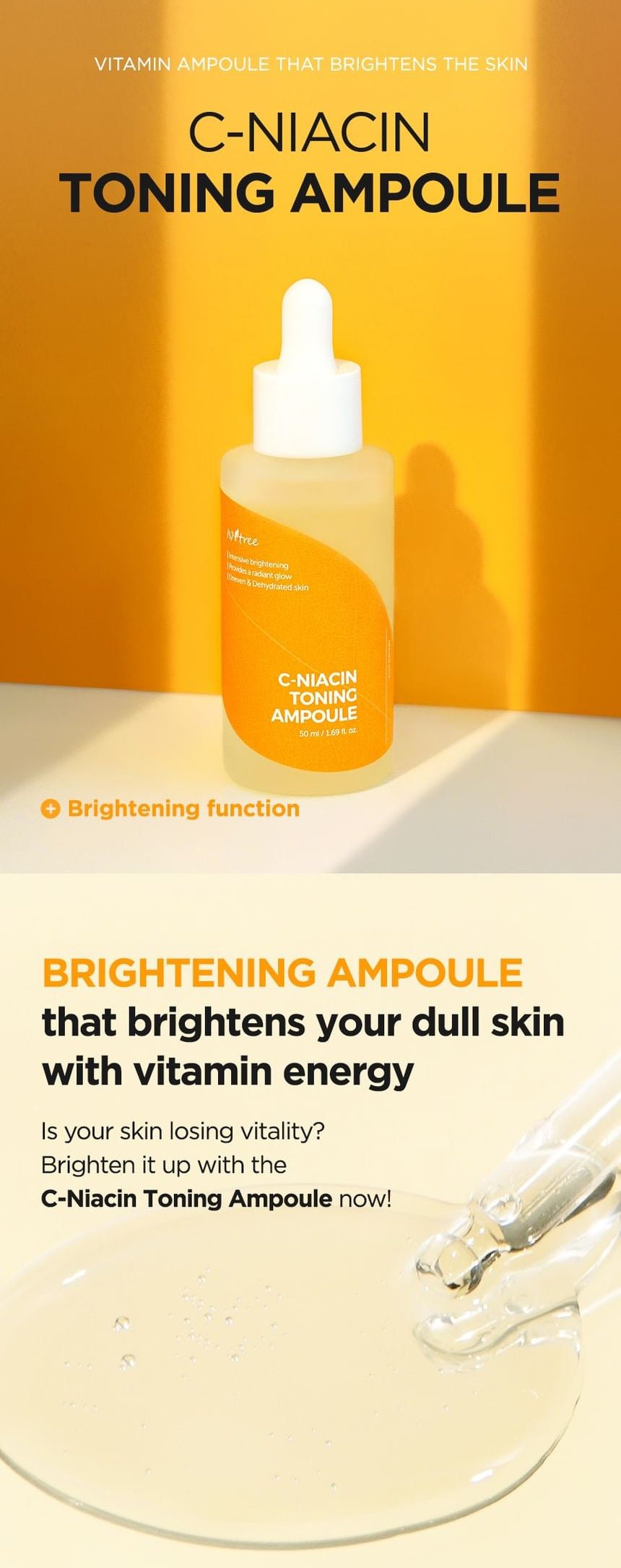 Isntree C-Niacin Toning Ampoule 50mL product introduction