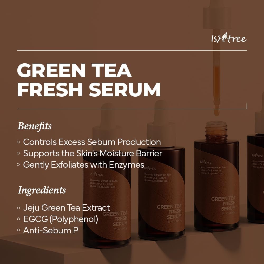 Isntree Green Tea Fresh Serum 50mL official benefits and ingredients