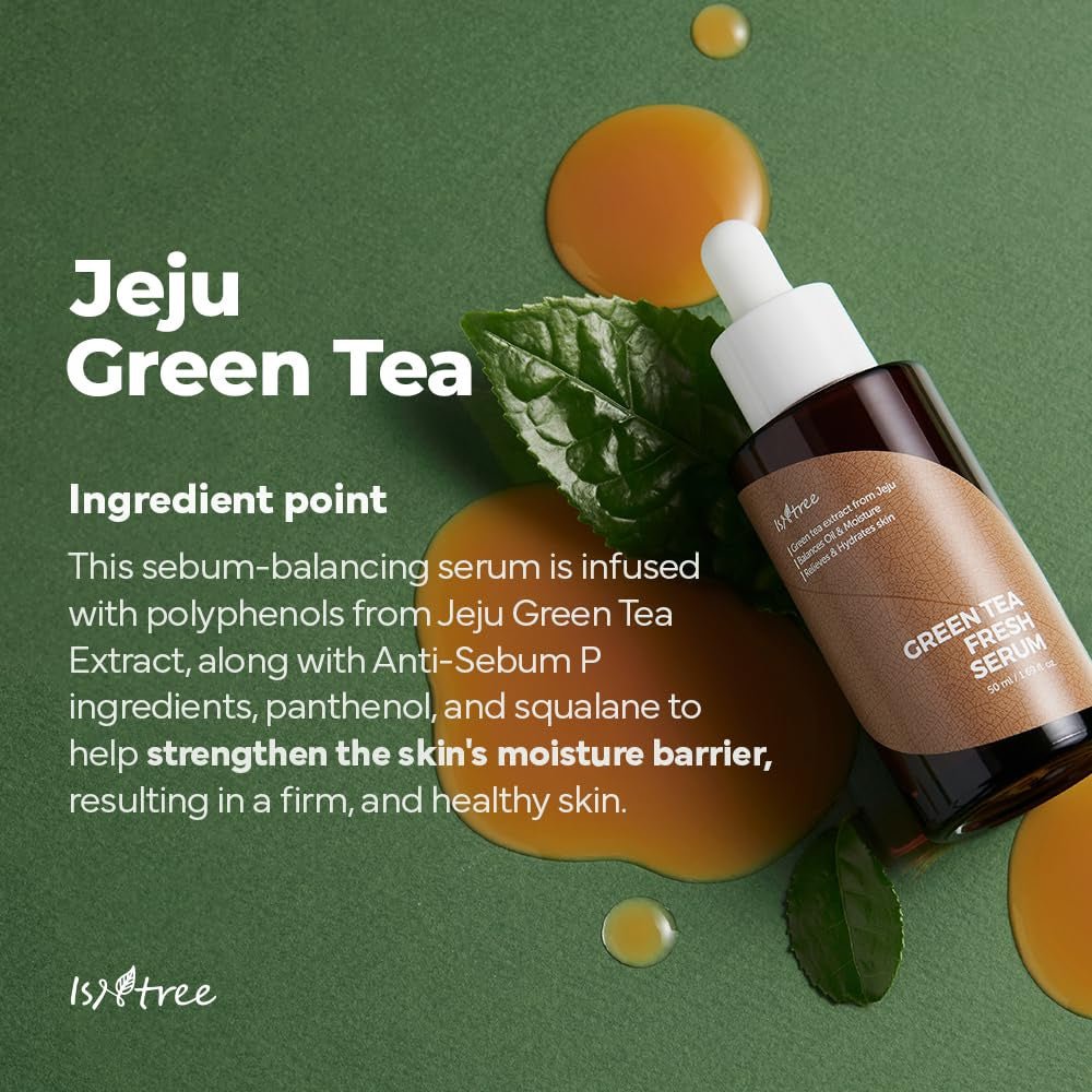 Isntree Green Tea Fresh Serum 50mL official jeju green tea ingredient point
