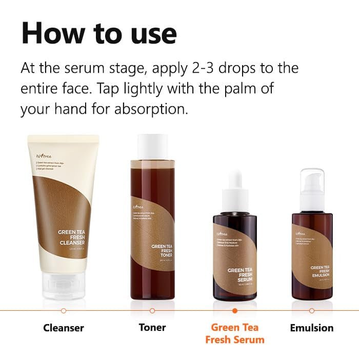 Isntree Green Tea Fresh Serum 50mL official routine placement