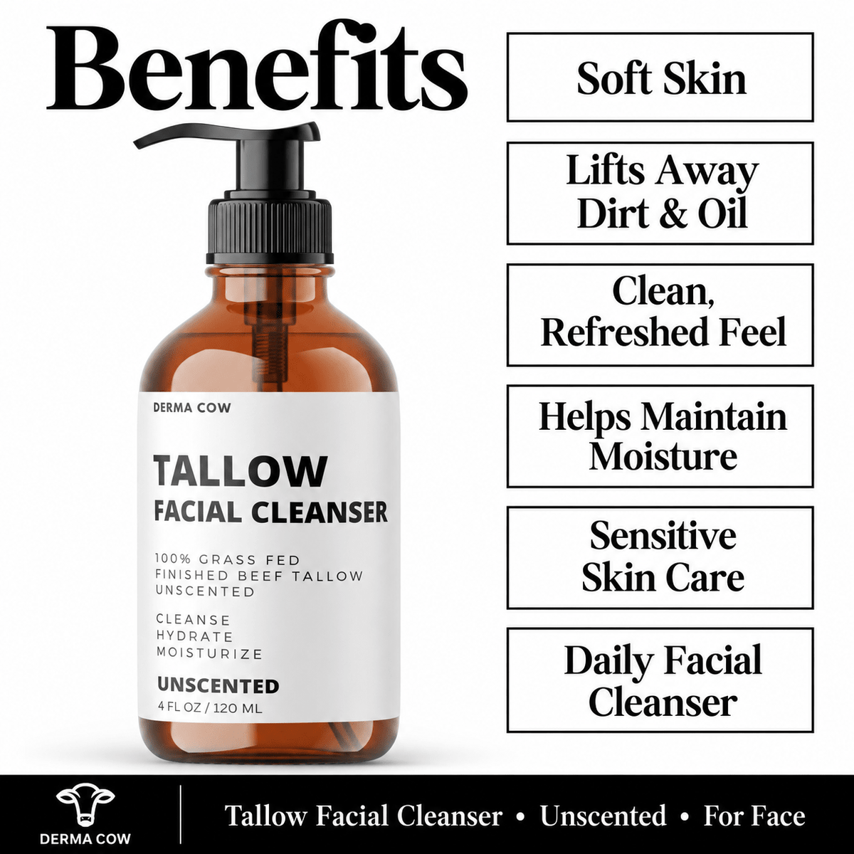 Derma Cow tallow facial cleanser benefits