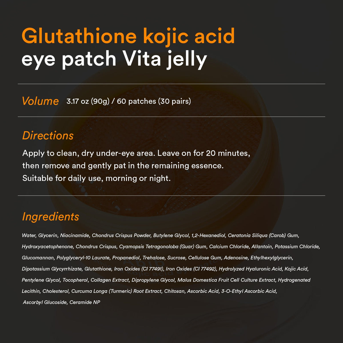 Abib Glutathione Kojic Acid Eye Patch Vita Jelly product information