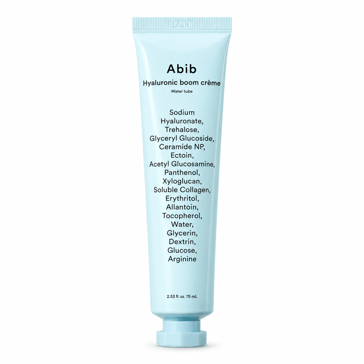 Abib Hyaluronic Boom Cream Water Tube 75mL on white background