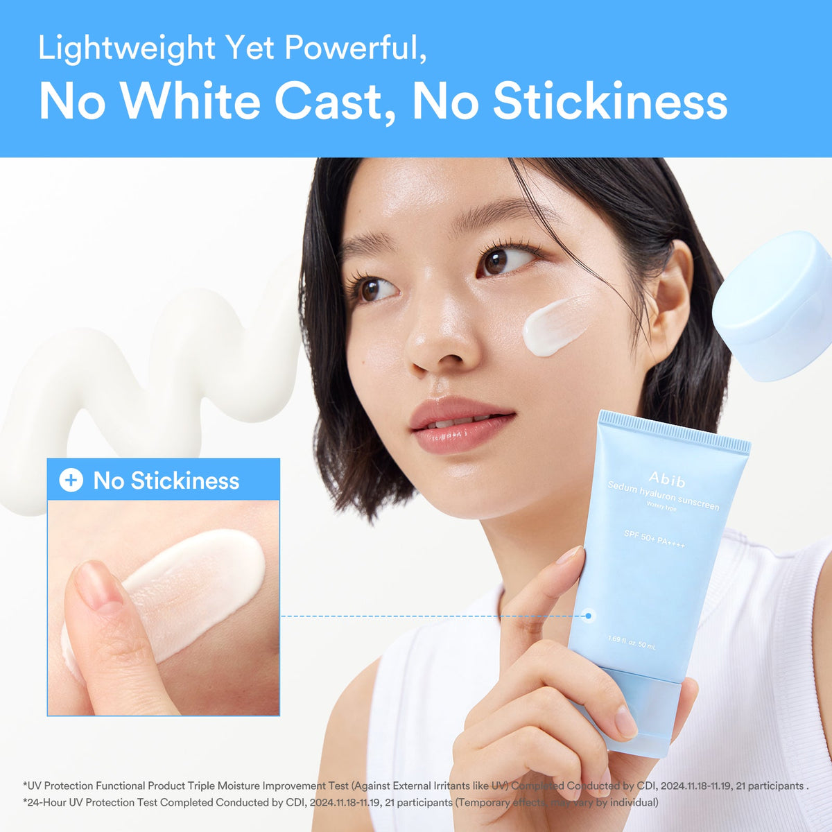Abib Sedum Hyaluron Watery Sunscreen β Lightweight sunscreen texture and non-sticky finish