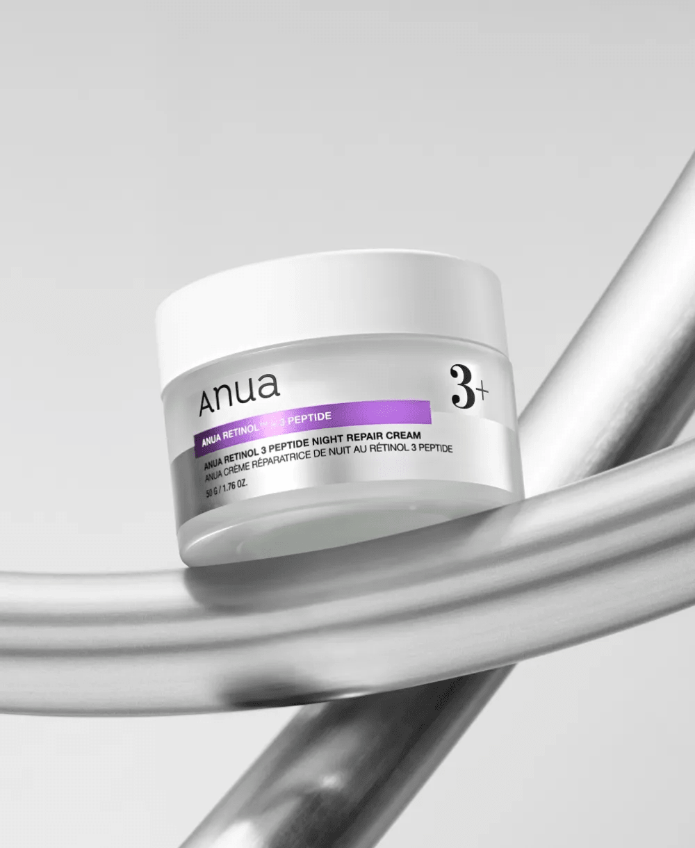 Anua Retinol 3 Peptide Night Repair Cream 50g jar in official studio photograph