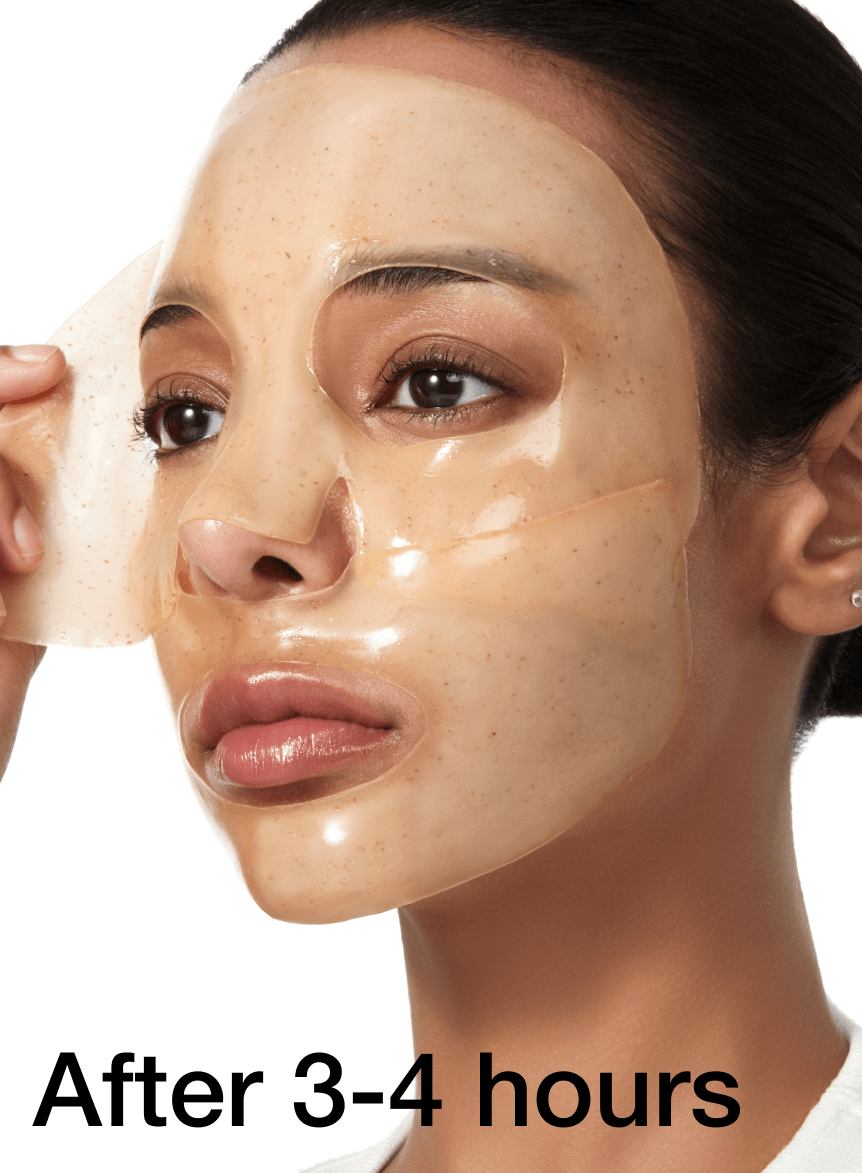 Official Anua Rice 70 Glow Collagen Mask transparent hydrogel appearance after 3 to 4 hours