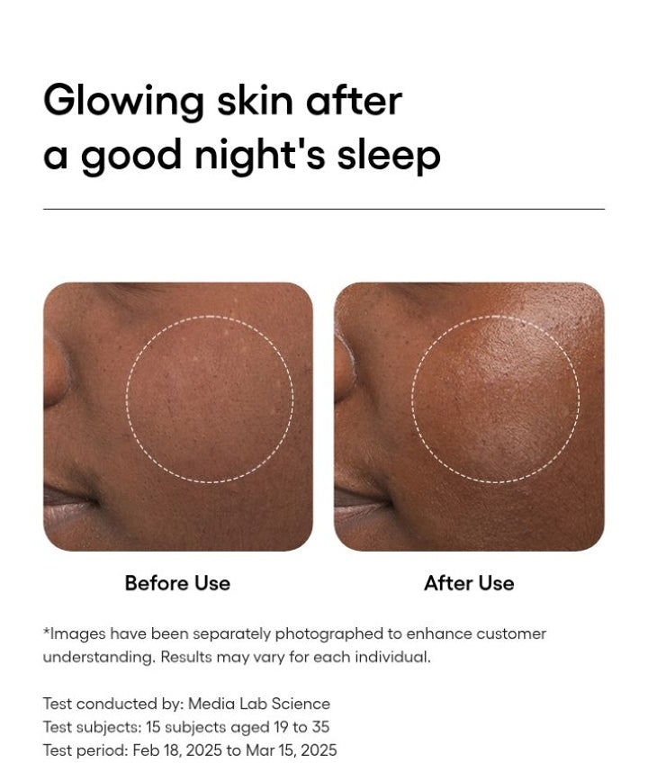 LANEIGE Water Sleeping Mask: Before-and-after glow images with photography and individual-results qualifications