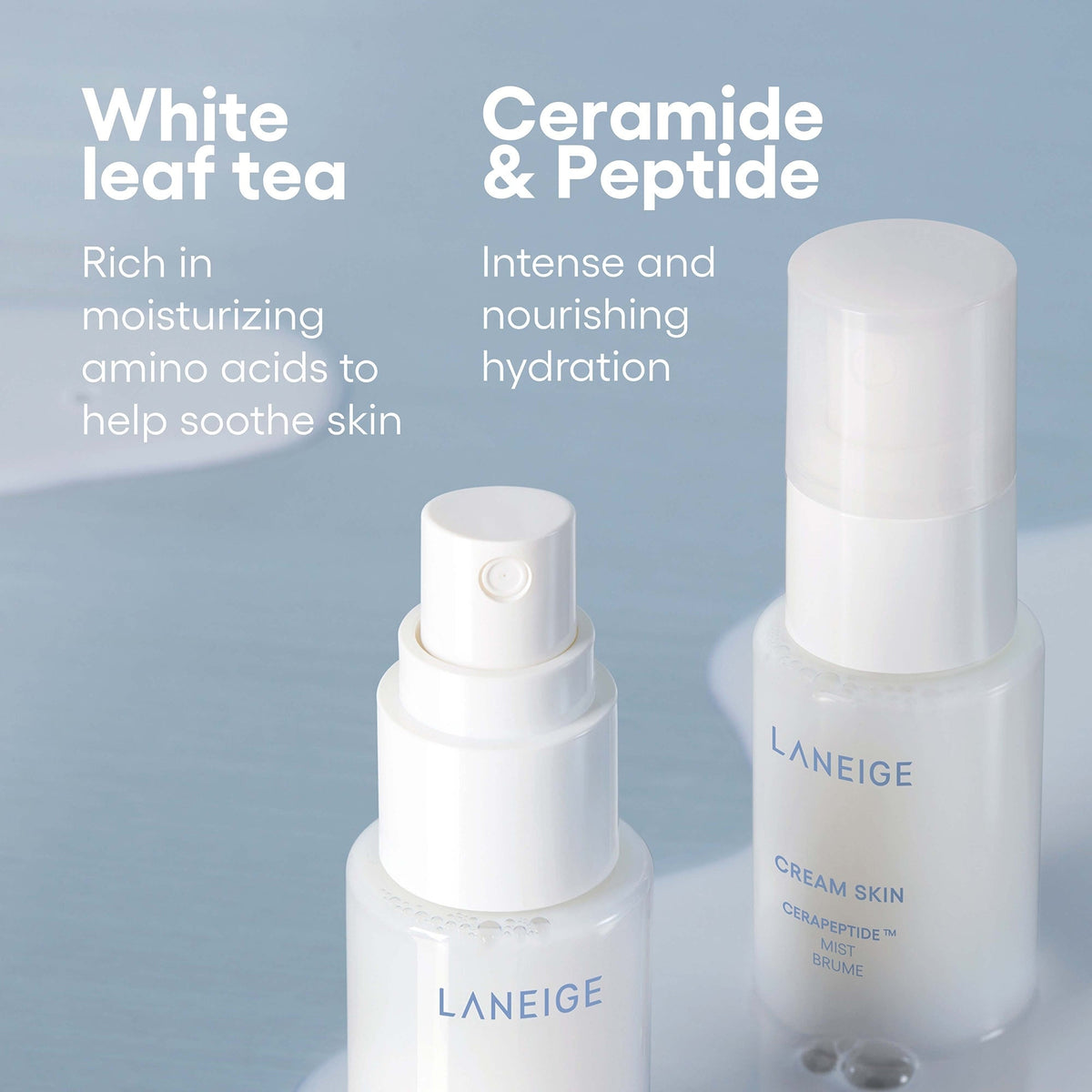 LANEIGE Cream Skin Cerapeptide Mist 30 mL: white leaf tea, ceramide and peptide benefits