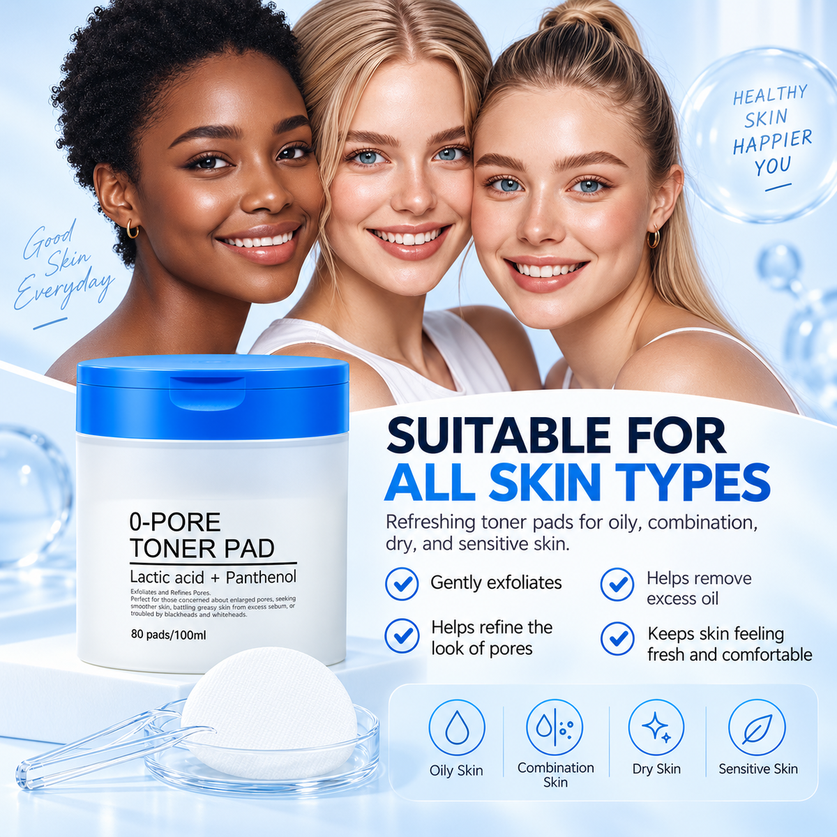 0-Pore Exfoliating Toner Pads with AHA + BHA