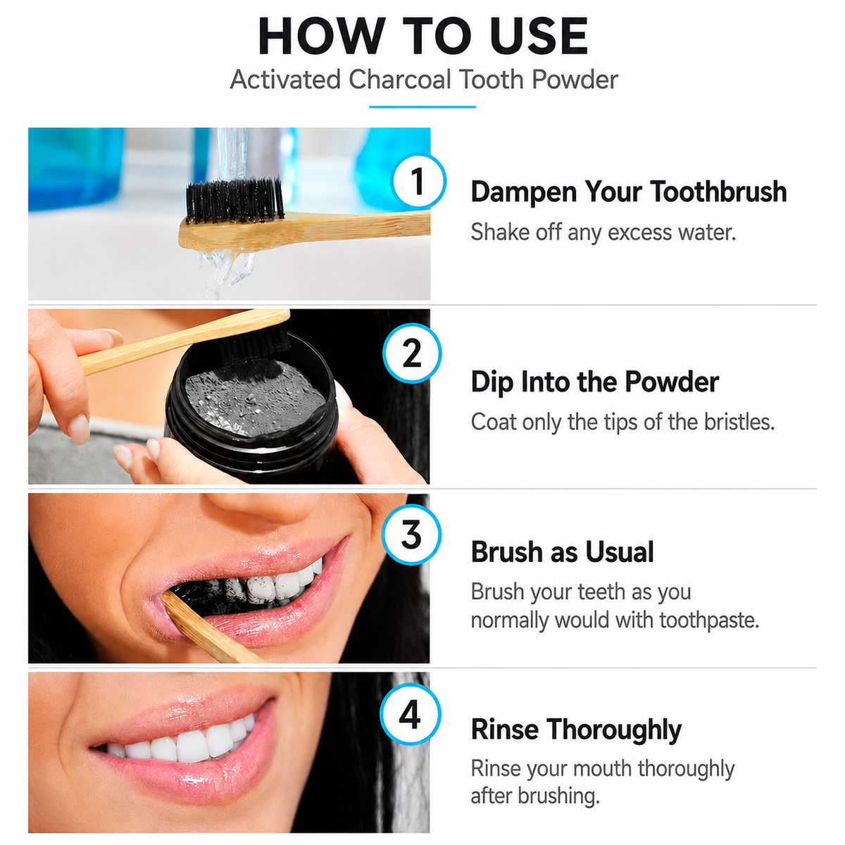 5D Snow Activated Charcoal Teeth Whitening Powder