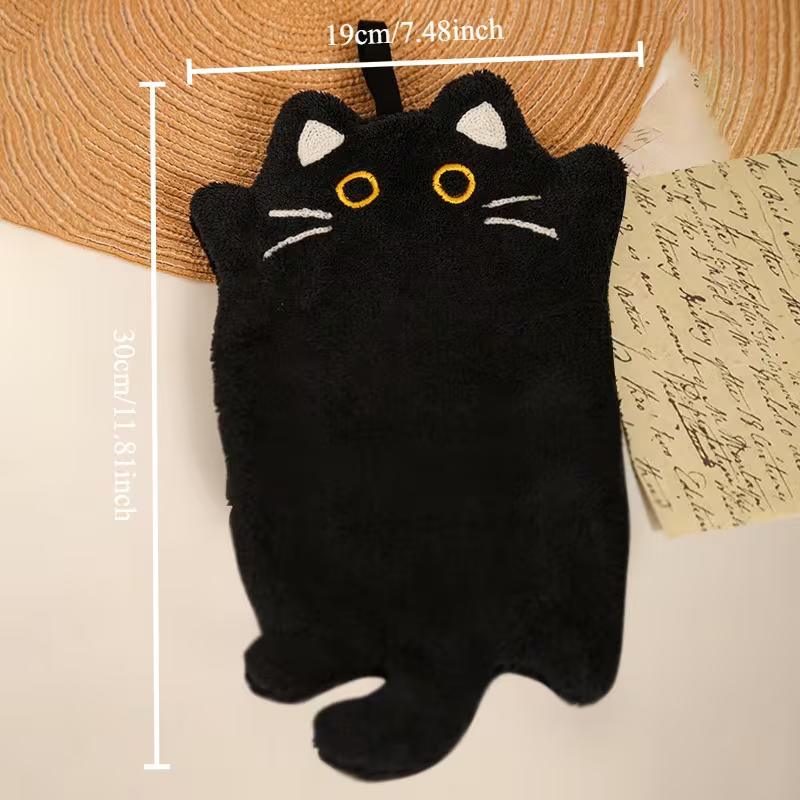 Black Cat Hanging Hand Towel for Bathroom & Kitchen
