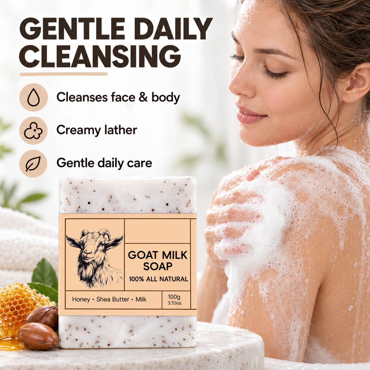 Goat Milk Soap Bar with Honey & Shea Butter
