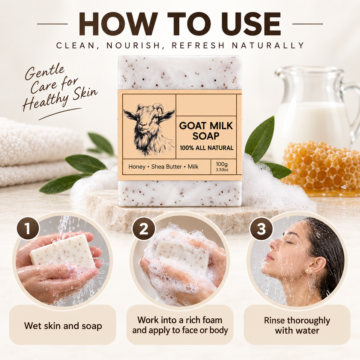 Goat Milk Soap Bar with Honey & Shea Butter