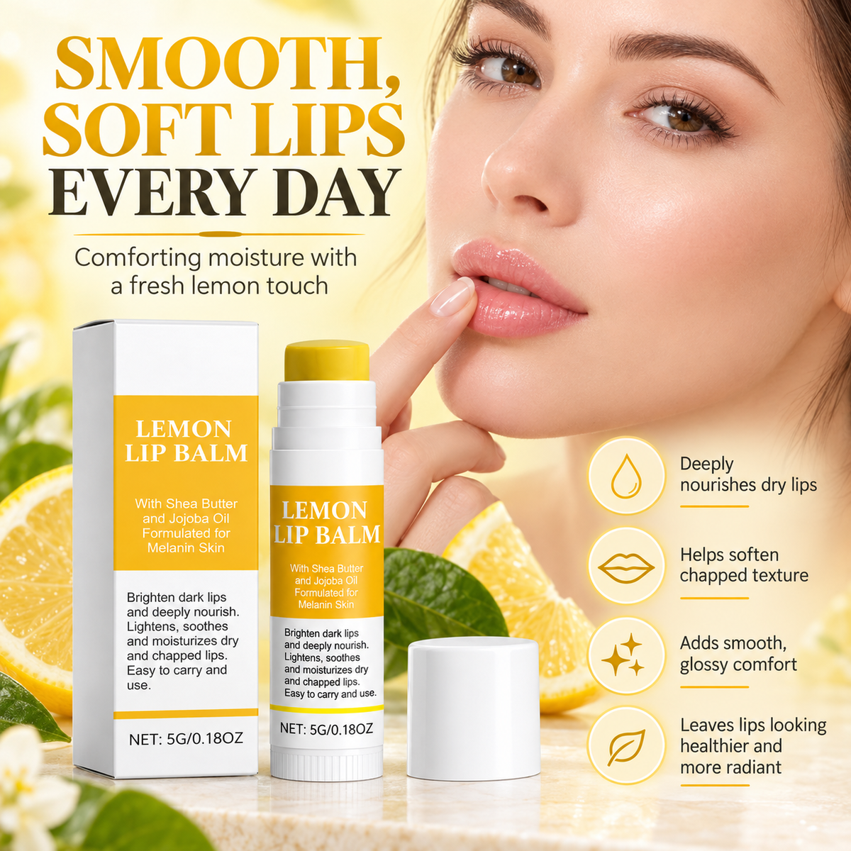 Brightening Lip Balm for Dark Lips with Turmeric & Lemon