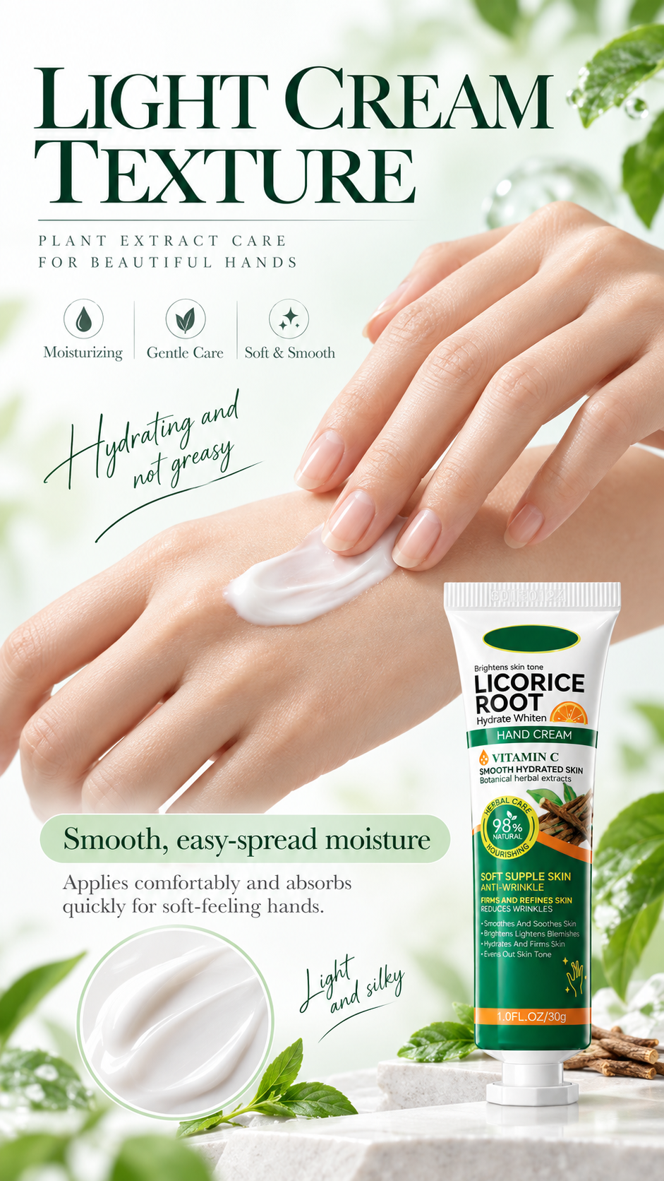 Brightening Hand Cream for Dry Hands with Licorice Root & Vitamin C
