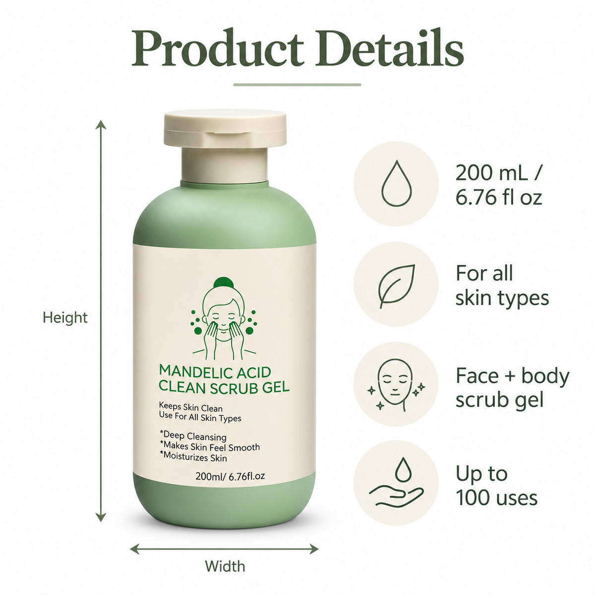 Mandelic Acid Clean Scrub Gel for Face & Body