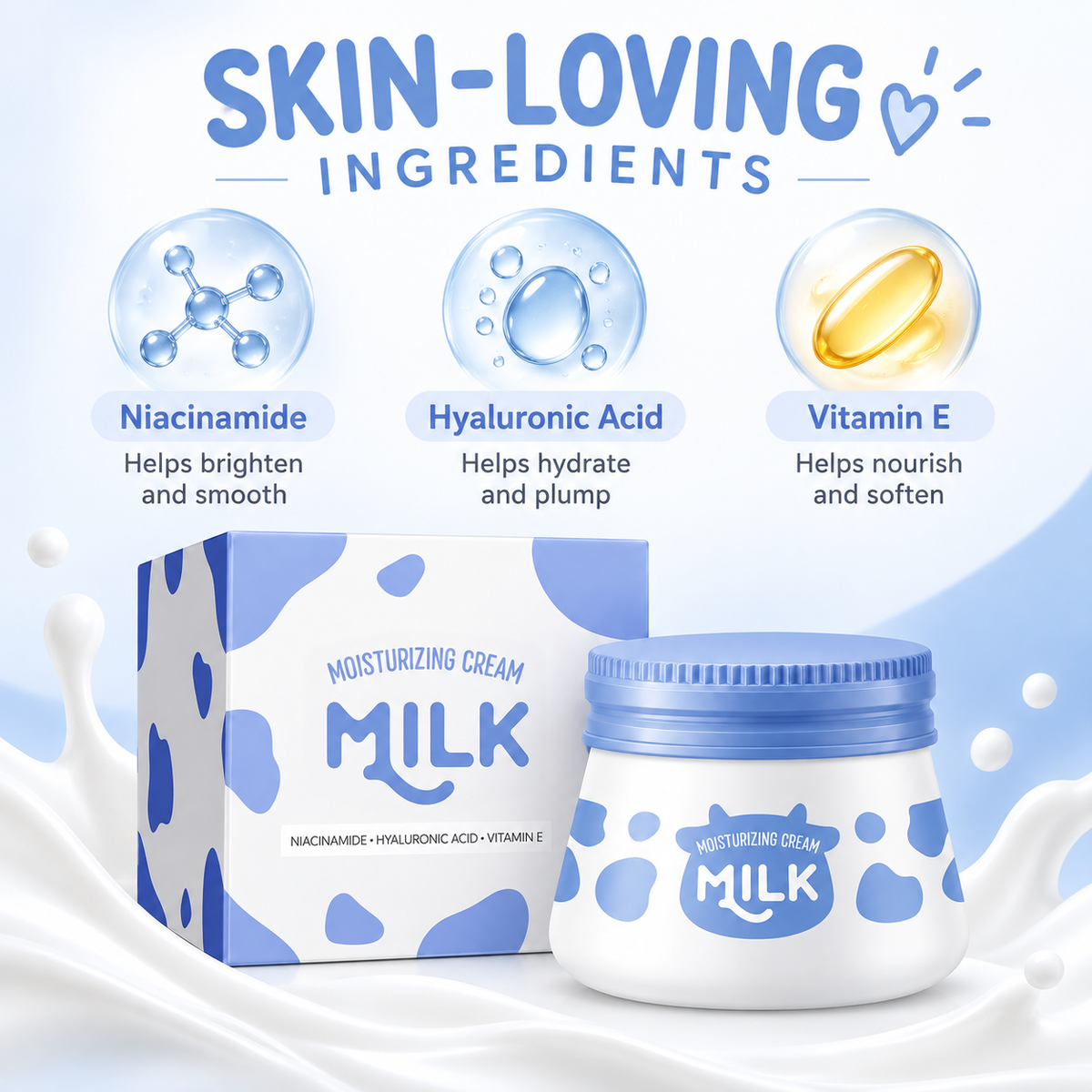 Milk Moisturizer for Face with Hyaluronic Acid & Niacinamide