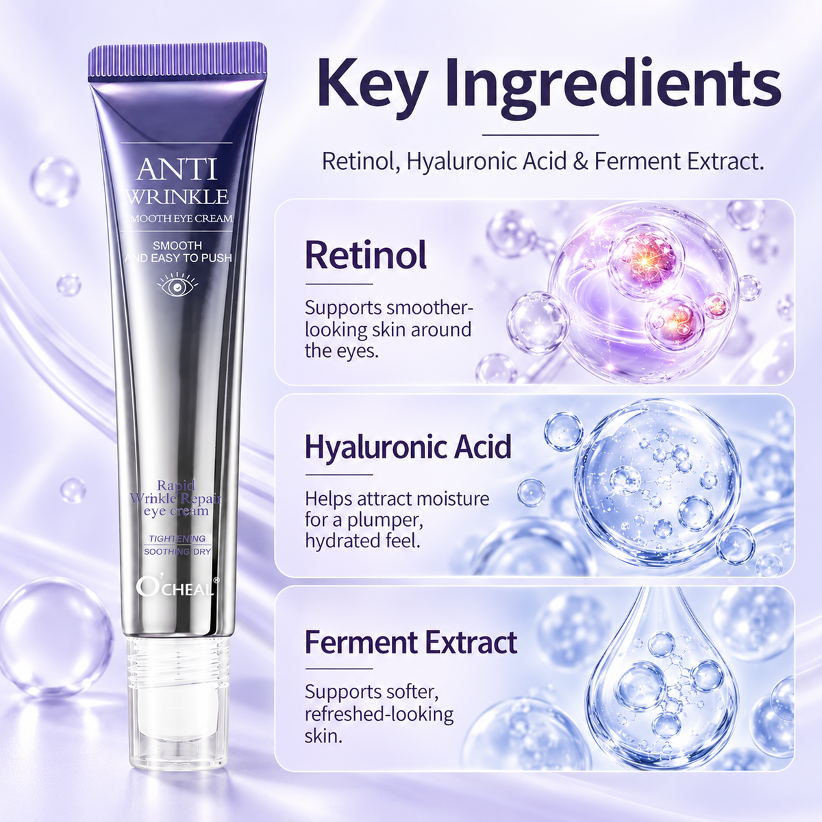 Anti-Wrinkle Retinol Eye Cream with Triple Roller