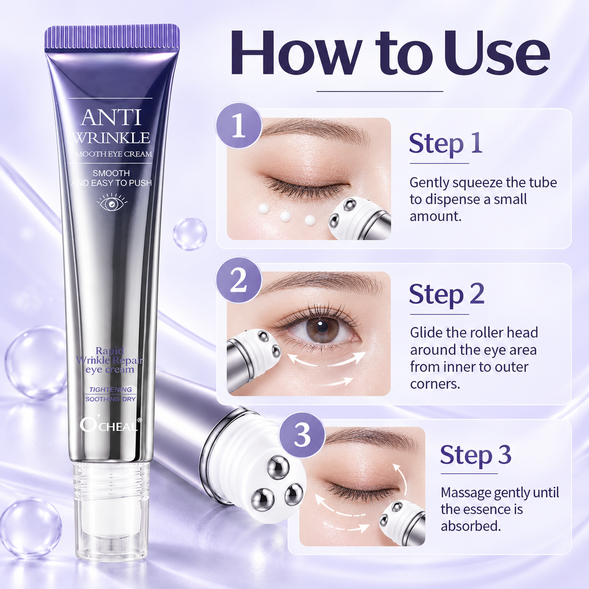 Anti-Wrinkle Retinol Eye Cream with Triple Roller