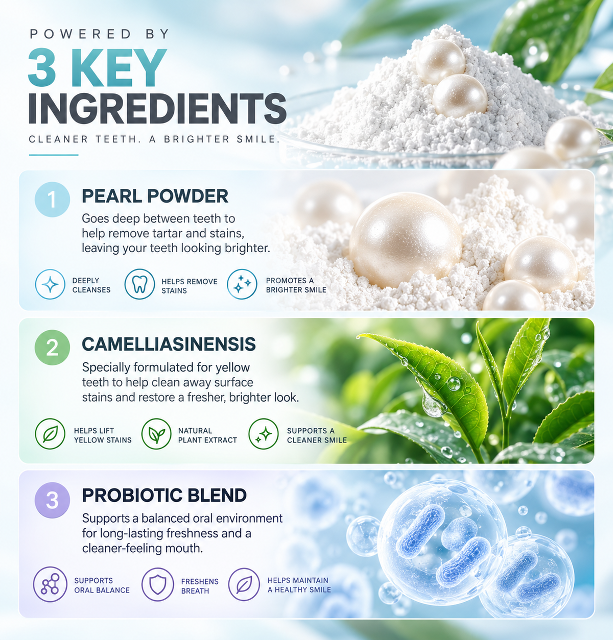 Teeth Whitening Powder with Probiotics & Pearl