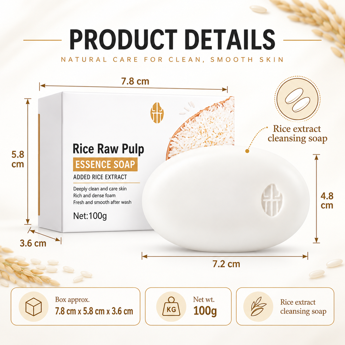 Rice Raw Pulp Essence Soap for Face & Body