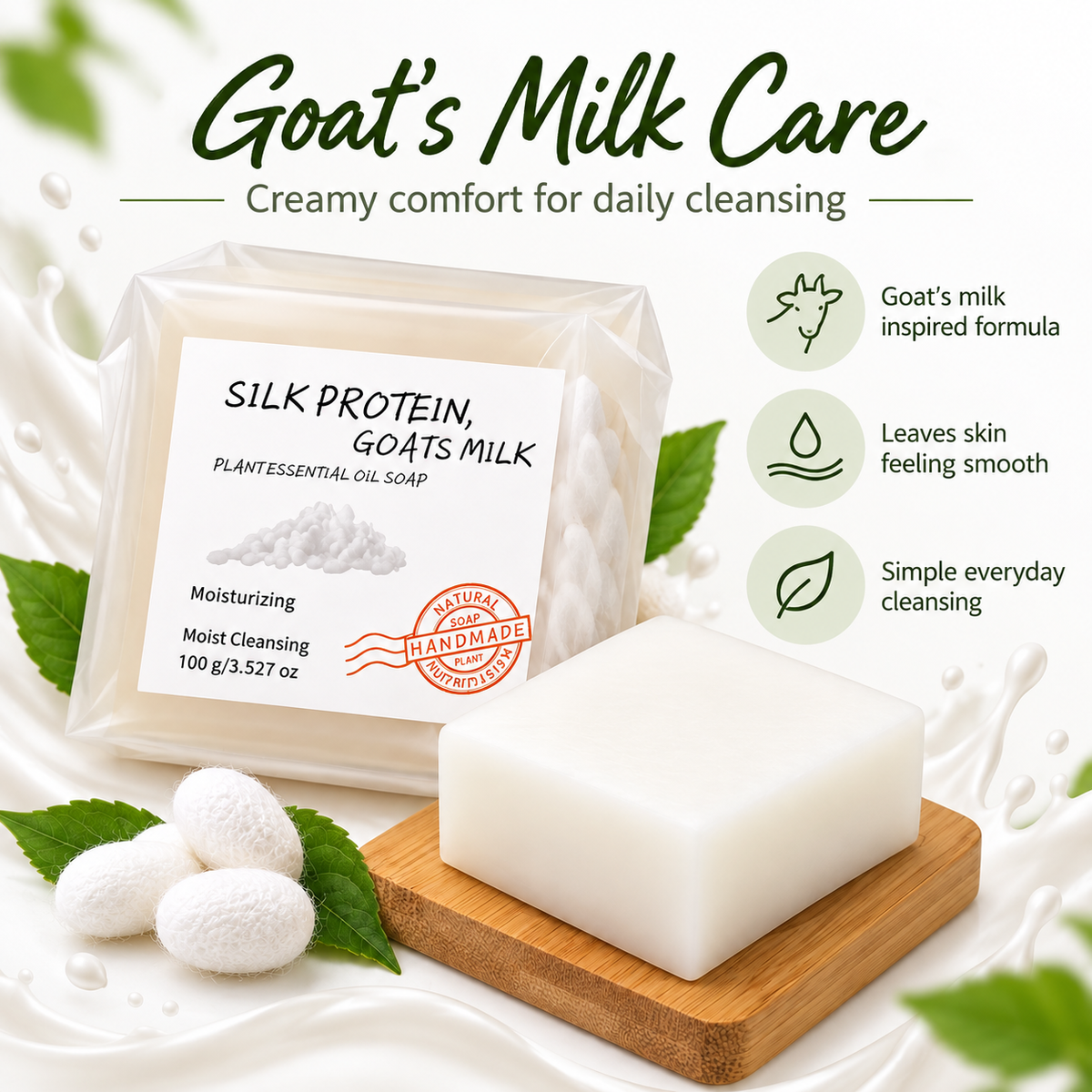Goat Milk Soap Bar with Silk Protein