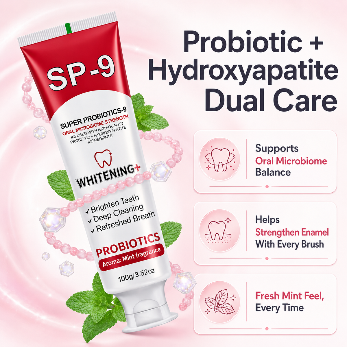SP-9 Probiotic Whitening Toothpaste with Hydroxyapatite