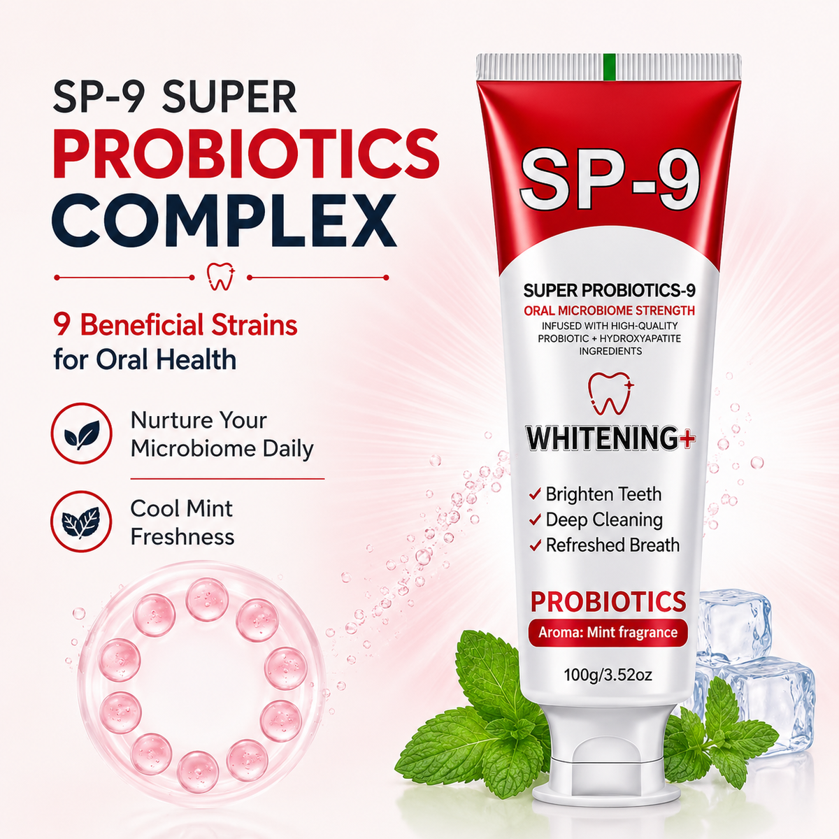 SP-9 Probiotic Whitening Toothpaste with Hydroxyapatite