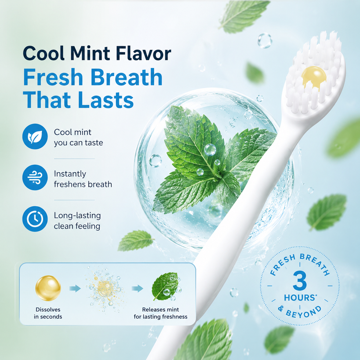 5-in-1 Disposable Travel Toothbrushes with Mint Beads