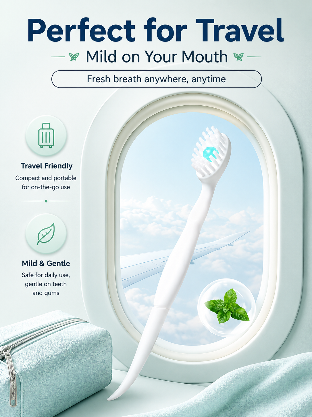 5-in-1 Disposable Travel Toothbrushes with Mint Beads