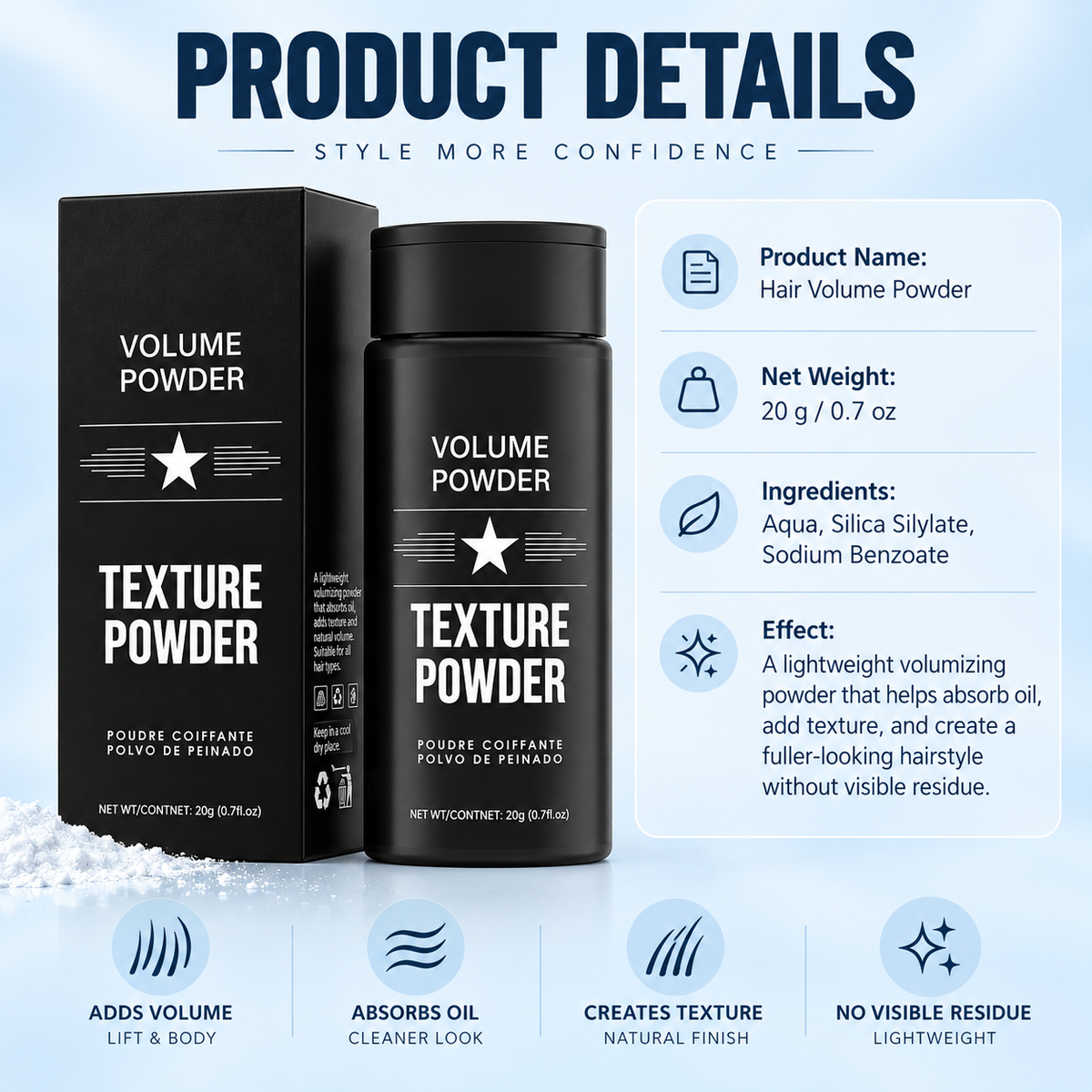 Hair Texture Powder for Men – Volume & Matte Finish