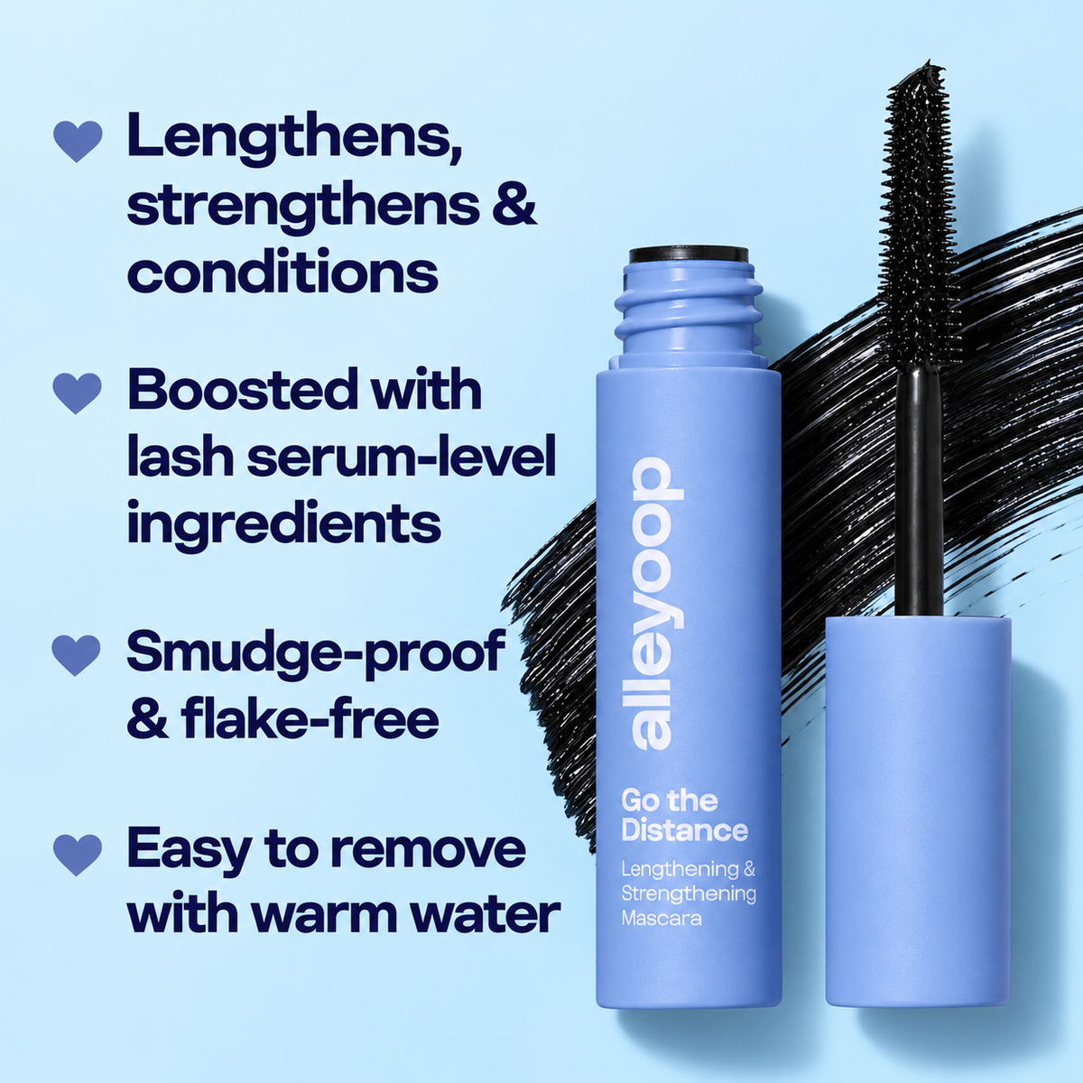 Alleyoop Go the Distance mascara benefits infographic