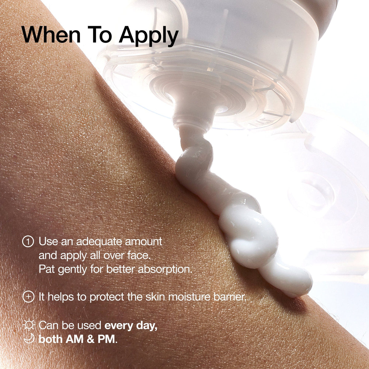 Anua 3 Ceramide Panthenol Moisture Barrier Cream morning and evening application