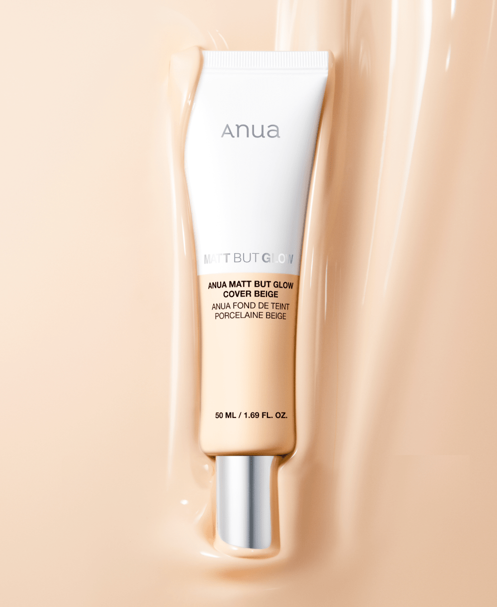 Anua Matt But Glow Cover Beige tube and beige cream texture