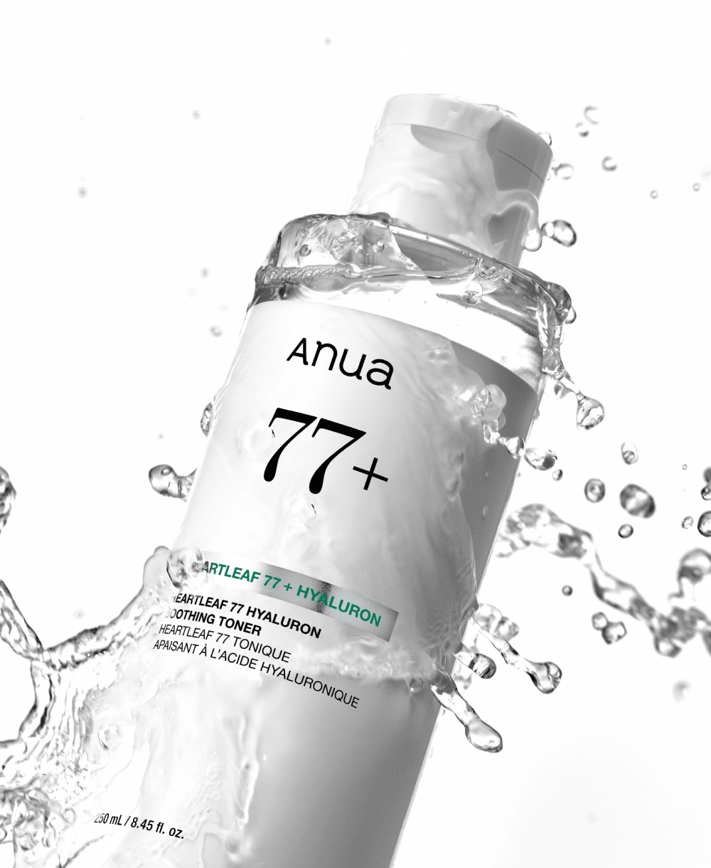 Anua Heartleaf 77 Hyaluron Soothing Toner 250ml bottle with water