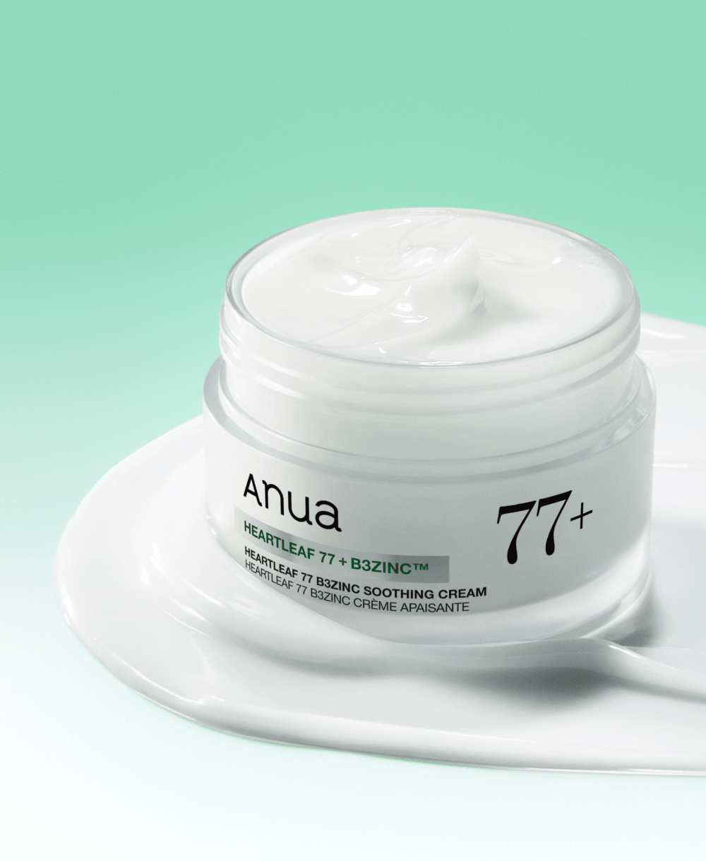 Anua Heartleaf 77 B3Zinc Soothing Cream open jar and creamy texture
