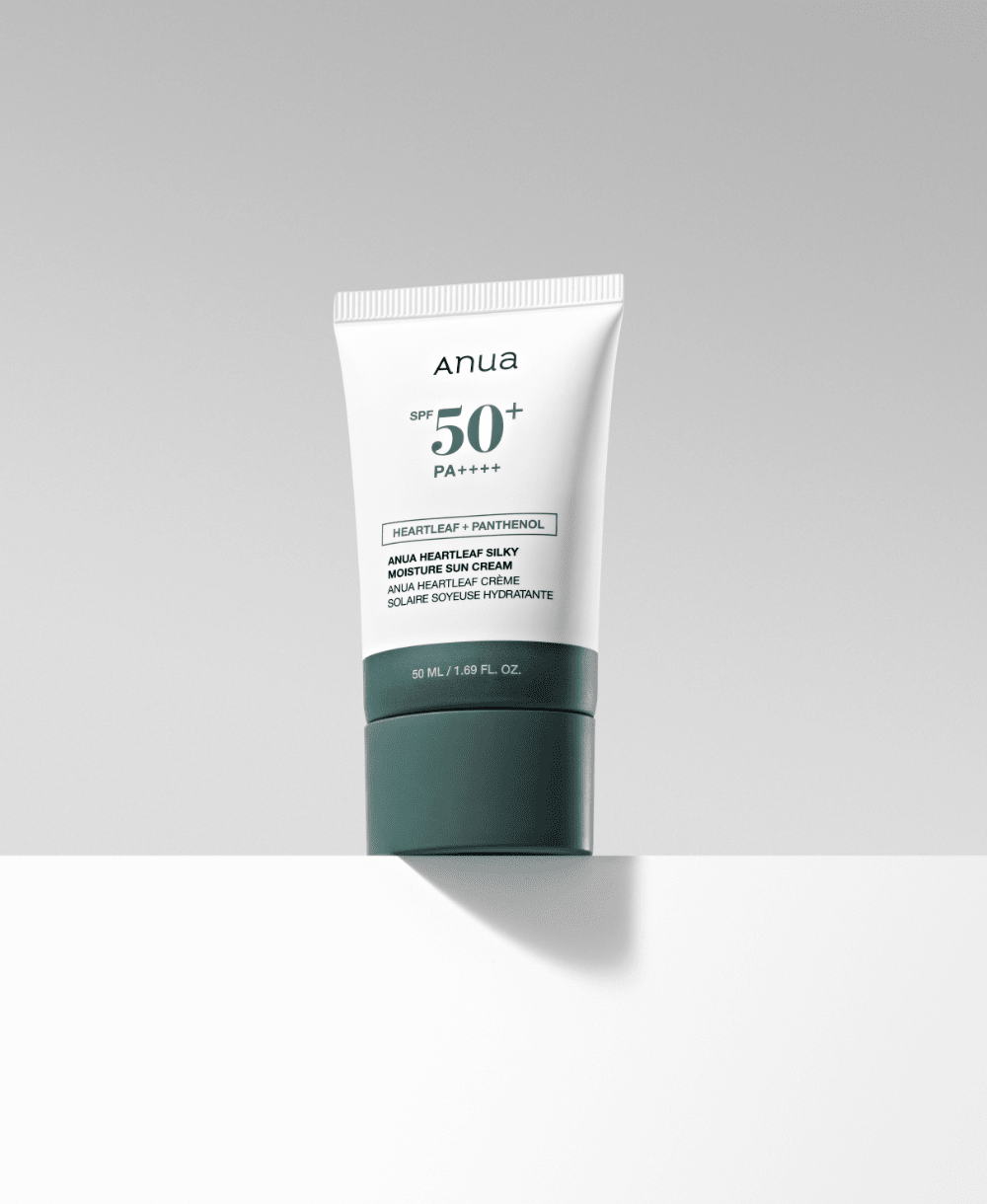 Anua Heartleaf Silky Moisture Sun Cream 50ml tube official studio view